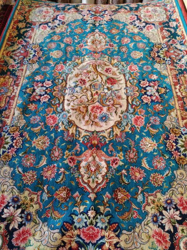 فرش دستبافت 6 متری گل ابریشم سالاری تبریز